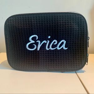 Large Waffle Cosmetic Bag w/ “Erica” in Light Blue